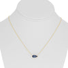 1.67CT AAA SAPPHIRE 14KT YELLOW GOLD 3D PEAR SHAPE SOLITAIRE BEZEL LOVE NECKLACE