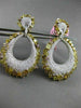 ESTATE LARGE 14.62CT WHITE & MULTI FANCY DIAMONDS 18KT 2 TONE GOLD DROP EARRINGS