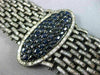 ESTATE EXTRA LARGE 35.47CT DIAMOND & AAA SAPPHIRE 18K BLACK GOLD TENNIS BRACELET