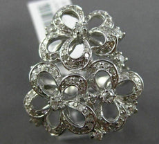 ESTATE LARGE 1CT ROUND DIAMOND 14KT WHITE GOLD 3D BUTTERFLY FLOWER FUN LOVE RING