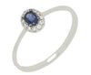 ESTATE .29CT DIAMOND & AAA SAPPHIRE 14KT WHITE GOLD 3D CLASSIC OVAL LOVE RING