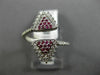 ESTATE WIDE .36CT DIAMOND & AAA RUBY 14KT WHITE GOLD TRIANGLE PAVE FLEXIBLE RING