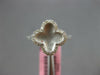 ESTATE .20CT DIAMOND 14K WHITE GOLD 4 LEAF CLOVER FLOWER MATTE & SHINY LOVE RING