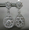 ESTATE 1.74CT DIAMOND 18K WHITE GOLD 3D PEAR SHAPE CLUSTER HALO HANGING EARRINGS