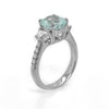 3.1CT DIAMOND & AAA PARAIBA TOURMALINE 18KT WHITE GOLD 3D ROUND & BAGUETTE RING
