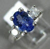1.63CT ROUND DIAMOND & AAA OVAL TANZANITE 14K WHITE GOLD 3 STONE ENGAGEMENT RING