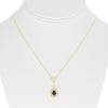 1.37CT DIAMOND & AAA SAPPHIRE 14KT YELLOW GOLD 3D PEAR SHAPE HALO LOVE NECKLACE