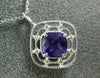 ESTATE .79CT DIAMOND & AAA AMETHYST 14K WHITE GOLD 3D SQUARE DOUBLE HALO PENDANT
