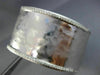 ESTATE WIDE .90CT DIAMOND 14KT WHITE GOLD HAMMERED FLEXIBLE CUFF BANGLE BRACELET