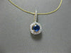 ESTATE .55CT DIAMOND & SAPPHIRE 14KT YELLOW GOLD 3D SOLITAIRE FLOATING PENDANT