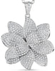 ESTATE LARGE 2.85CT DIAMOND 18KT WHITE GOLD CLASSIC FLOWER LOVE FLOATING PENDANT