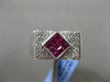 ESTATE LARGE 1.01CT DIAMOND & AAA RUBY 18K WHITE GOLD 3D BOW SHAPE FILIGREE RING