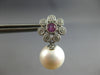 1.1CT DIAMOND & AAA PINK SAPPPHIRE & SOUTH SEA PEARL 14KT WHITE GOLD 3D EARRINGS