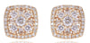 .61CT DIAMOND 14KT WHITE GOLD 3D ROUND & BAGUETTE FLOWER SQUARE STUD EARRINGS