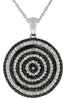 1.25CT WHITE & BLACK DIAMOND 14K WHITE GOLD 3D MULTI ROW FLOWER FLOATING PENDANT