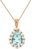 1.25CT DIAMOND & AAA AQUAMARINE 14KT ROSE GOLD PEAR SHAPE HALO TEAR DROP PENDANT