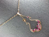1.90CT DIAMOND & AAA PINK SAPPHIRE & RUBY 14K ROSE GOLD FLOWER TEAR DROP PENDANT