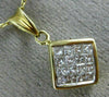 ESTATE .70CT PRINCESS CUT DIAMOND 14K YELLOW GOLD INVISIBLE SQUARE PENDANT#21142