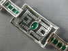 ESTATE WIDE 15.75CT DIAMOND & AAA EMERALD 18KT WHITE GOLD SQUARE TENNIS BRACELET