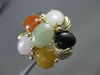 ESTATE WIDE 10.0CT JADE AMBER ONYX & CARNELIAN 14KT YELLOW GOLD FLOWER RING 2775
