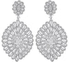ESTATE LARGE 5.15CT DIAMOND 18KT WHITE GOLD 3D FILIGREE FLOWER HANGING EARRINGS