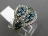 ESTATE WIDE 2.0CT ROUND WHITE & FANCY BLUE DIAMOND 14K WHITE GOLD 3D FLOWER RING
