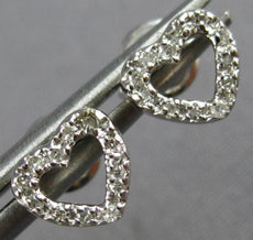 ESTATE SMALL .10CT DIAMOND 14KT WHITE GOLD CLASSIC OPEN HEART LOVE STUD EARRINGS