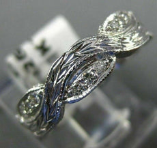 ANTIQUE WIDE .26CT DIAMOND 18KT WHITE GOLD INFINITY FILIGREE ETERNITY RING #9252