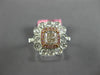 GIA WIDE 1.51CT MULTI COLOR DIAMOND 18K WHITE & ROSE GOLD FLOWER ENGAGEMENT RING