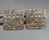 ESTATE 1.0CT DIAMOND 14KT TWO TONE GOLD 3D INVISIBLE SQUARE STUD EARRINGS #17965