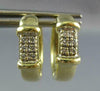 ESTATE .12CT DIAMOND 14KT YELLOW GOLD 2 ROW PAVE HUGGIE HANGING EARRINGS #26694