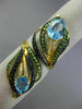 ESTATE LARGE 6.07CT DIAMOND & AAA MULTI GEM 18KT YELLOW GOLD 3D DOUBLE LEAF RING