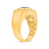 LARGE 3.18 CT DIAMOND AAA SAPPHIRE 14KT YELLOW GOLD CUSHION SOLITAIRE MEN'S RING