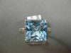 ESTATE LARGE 5.27CT AAA BLUE TOPAZ 14KT WHITE GOLD SQUARE HALO FILIGREE FUN RING