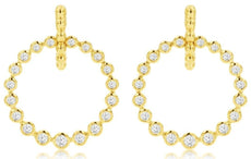 .52CT DIAMOND 14KT YELLOW GOLD ROUND GRADUATING CIRCLE OF LIFE HANGING EARRINGS