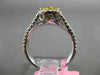 GIA 1.60CT WHITE & FANCY YELLOW DIAMOND 18KT 2 TONE GOLD 3D HALO ENGAGEMENT RING