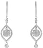 .72CT DIAMOND 18KT WHITE GOLD 3D CLUSTER TEAR DROP SOLITAIRE HANGING EARRINGS