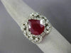 ESTATE EXTRA LARGE 5.29CT DIAMOND & AAA PEAR SHAPE RUBY 14KT WHITE GOLD 3D RING