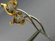 ANTIQUE .60CT DIAMOND 18KT WHITE & ROSE GOLD 3D HEARTS ARROW PIN BROOCH #1383