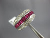 ESTATE WIDE 1.45CT DIAMOND & AAA RUBY 14KT WHITE GOLD ROUND & BAGUETTE RING #716