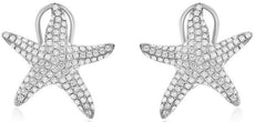 ESTATE LARGE 1.09CT DIAMOND 14KT WHITE GOLD 3D STARFISH CLIP ON EARRINGS