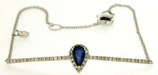 0.43CT DIAMOND & AAA SAPPHIRE 14KT WHITE GOLD PEAR SHAPE BY THE YARD BAR BRACELET
