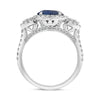 LARGE GIA 3.15CT DIAMOND & AAA SAPPHIRE 14KT WHITE GOLD 3 STONE ENGAGEMENT RING
