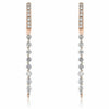1.08CT DIAMOND 18KT ROSE GOLD 3D CLASSIC ROUND SHARE PRONG DROP HANGING EARRINGS