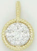 ESTATE .25CT DIAMOND 14KT YELLOW GOLD 3D ROUND CLASSIC CLUSTER FLOATING PENDANT