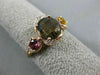 ESTATE 2.15CT ROUND DIAMOND & AAA MULTI GEM 14KT ROSE GOLD THREE STONE FUN RING