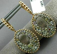 ESTATE LARGE 2.70CT MULTI COLOR DIAMOND 18KT ROSE & BLACK GOLD HANGING EARRINGS