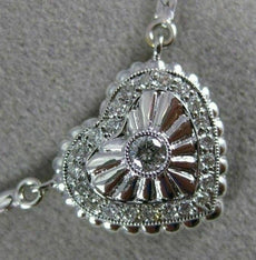 ANTIQUE .25CT ROUND DIAMOND 14K WHITE GOLD 3D CLASSIC STAR HEART NECKLACE #11909