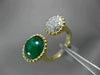 ESTATE 4.36CT DIAMOND & CABOCHON EMERALD 14K YELLOW GOLD 3D CLUSTER TENSION RING