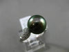 ESTATE .26CT DIAMOND 14KT WHITE GOLD 3D AAA TAHITIAN PEARL PAVE SOLITAIRE RING